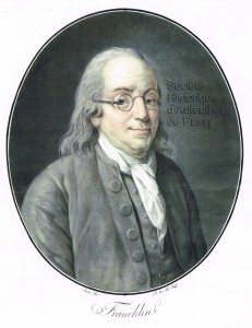 Benjamin FRANKLIN, philosophe, physicien et homme d'État américain, né à Boston en 1706, mort à Philadelphie en 1790.